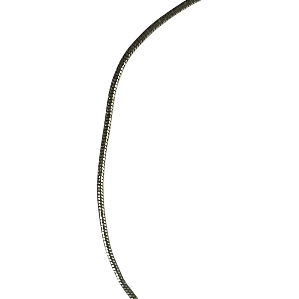 Trifari Silver Tone Textured Pendant Snake Chain Necklace